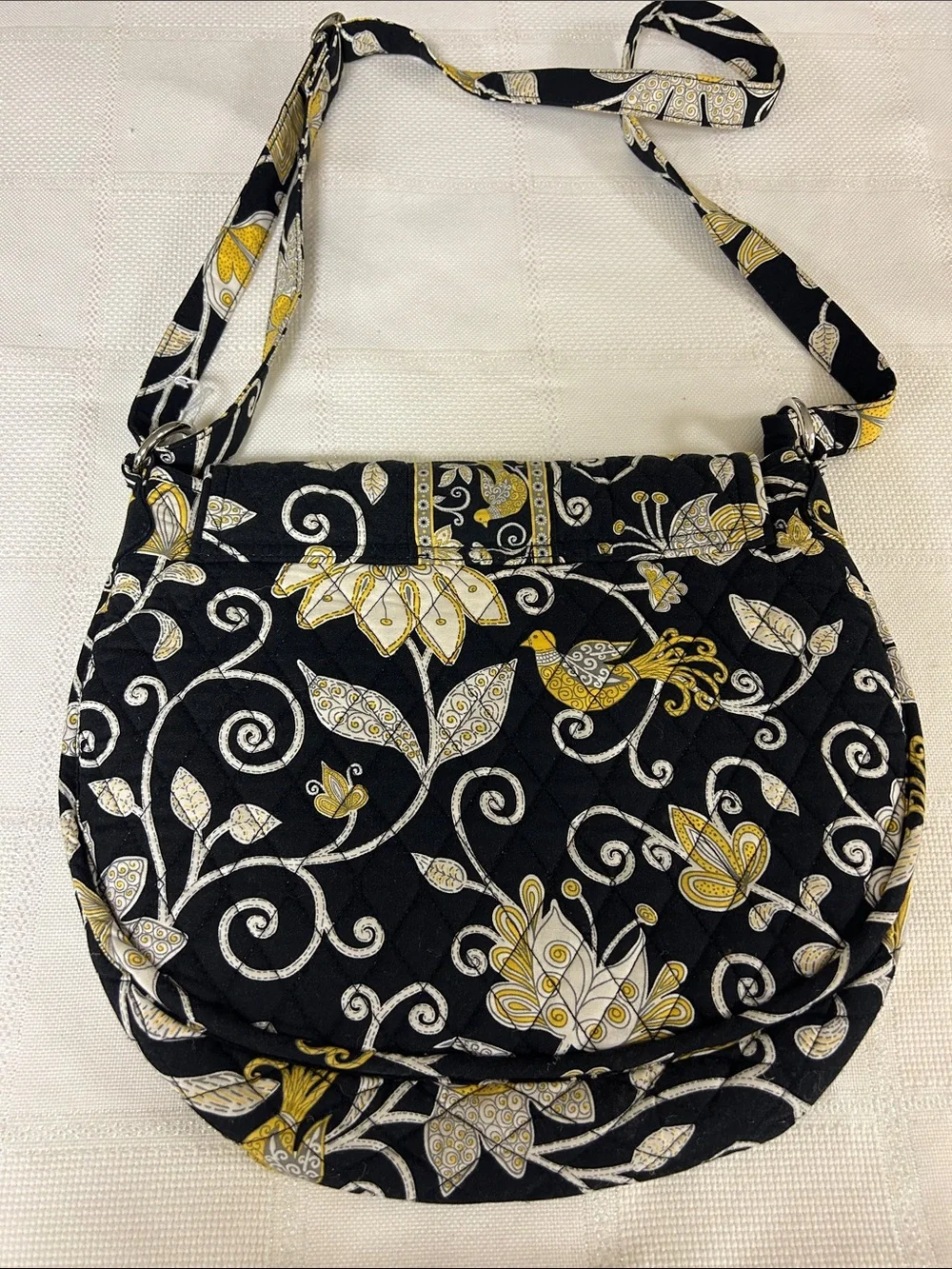Vera Bradley Black, Yellow & Cream Quilted Floral Crossbody